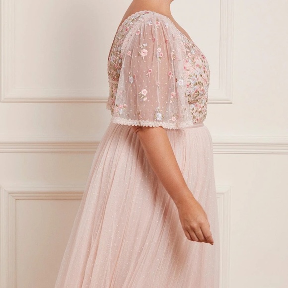 Needle & Thread Dress Pink Ribbon Bouquet Bodice Ankle Gown Tulle Plus Size 14 - Picture 7 of 8